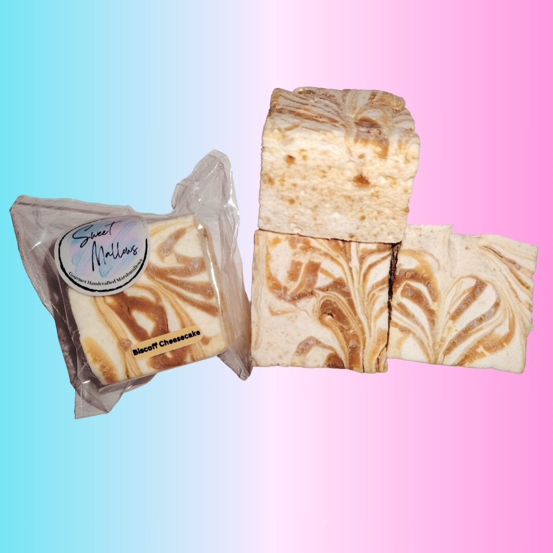 Biscoff Cheesecake marshmallows with caramel swirls